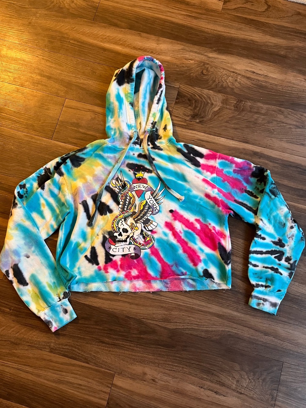 Ed Hardy Tie Dye Crop Top Hoodie Women’s Medium